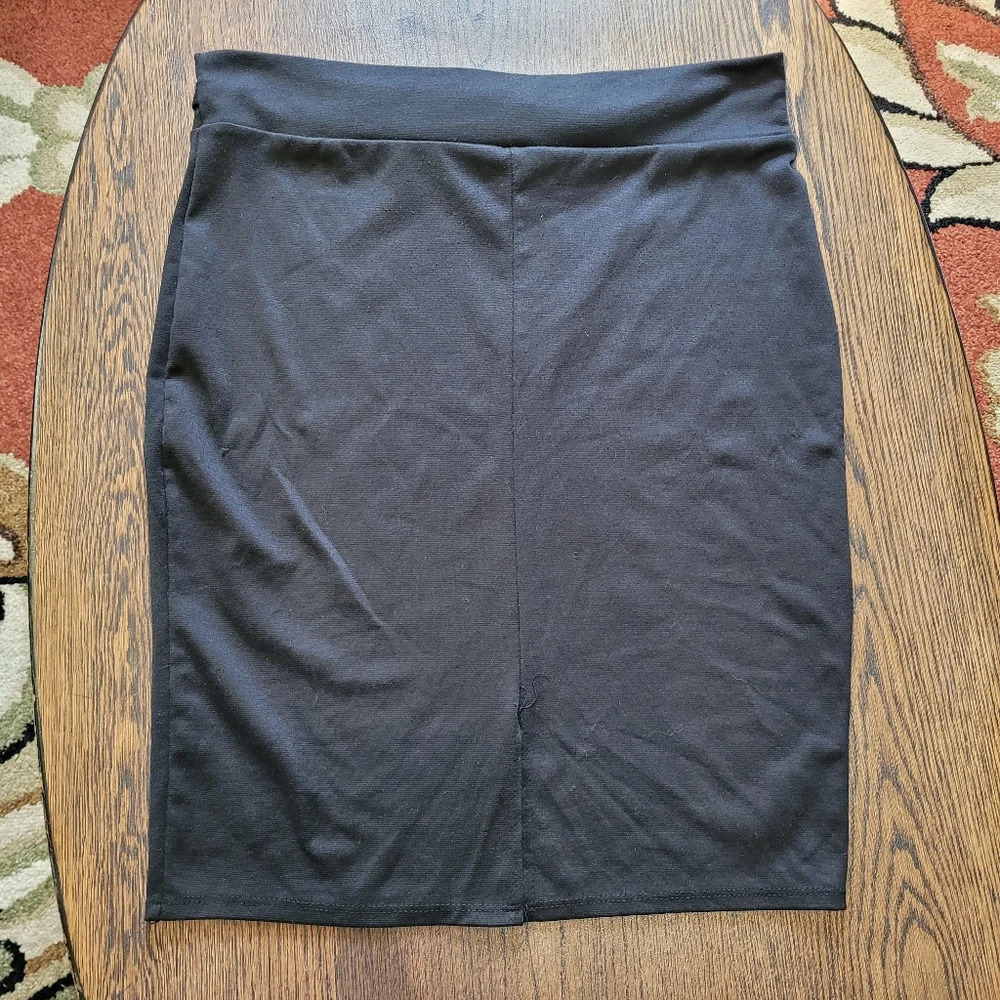 Drama Gold Black Bodycon Pencil Skirt With Attached Gold Buckle Size Women's XL - Picture 2 of 6